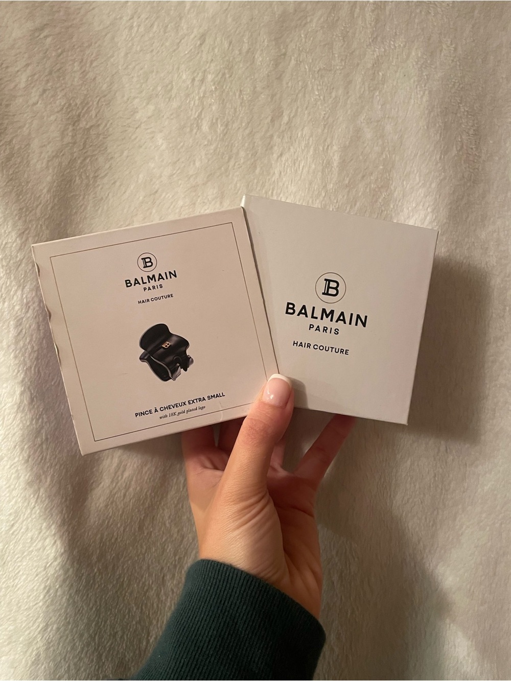 Balmain Hair Couture Black and White Hair Clip Packaging with CLIP